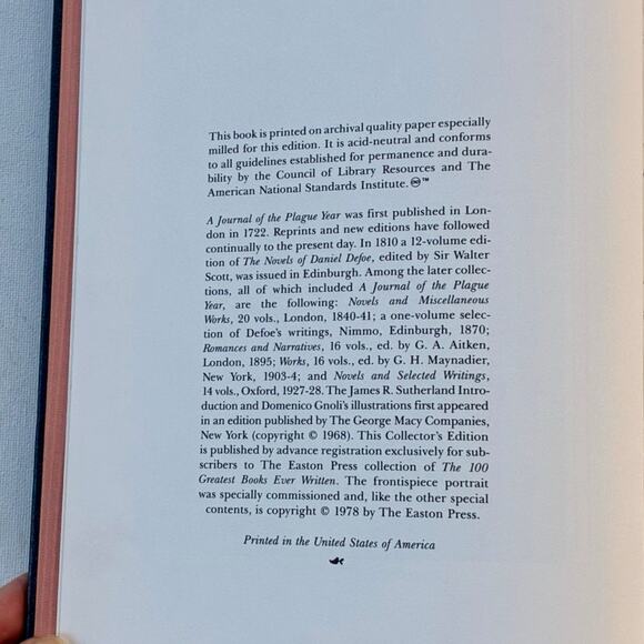 A Journal of the Plague Year by Daniel Defoe – Easton Press Leather Edition - Picture 4 of 5
